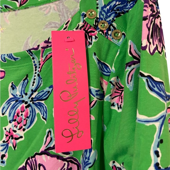 New Lilly Pulitzer Sophie Gecko Green Brewsters Bloom 3/4 sleeve dress XXL - Picture 5 of 8
